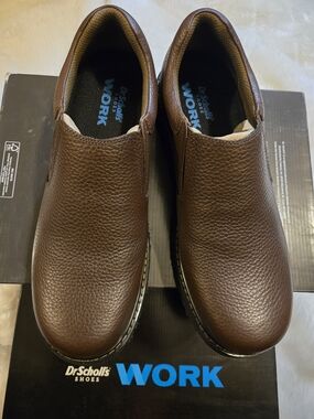 Dr. Scholl's Work Men's Slip-On Leather Work Shoes - Brown